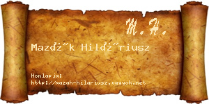 Mazák Hiláriusz névjegykártya